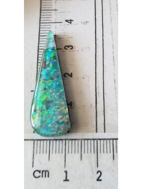 Loose Gemstone Australian Opal Black Backing Cabochon  3 1/2 cm x 1.5  cm 2.9 gr